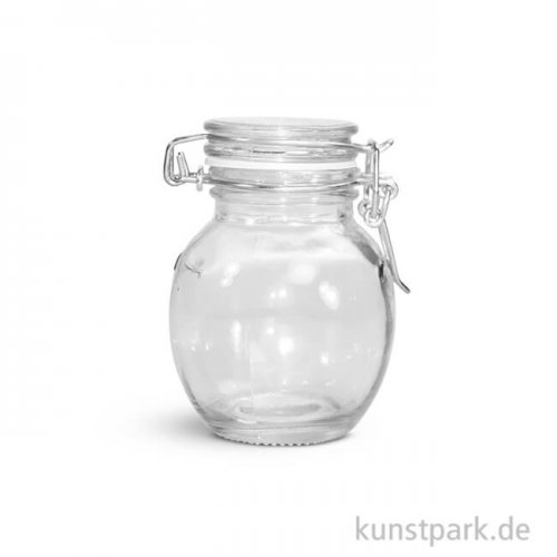 Glas mit Kippdeckel Mini rund, Höhe 9 cm, Durchmesser 6,5 cm