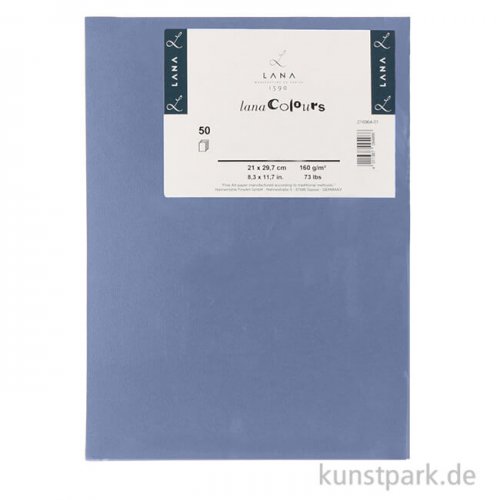 Lana COLOUR farbiges Papier, 50 Bogen, 160g, DIN A4 DIN A4 | 137 - Blau