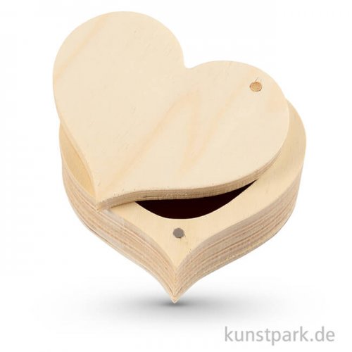 Dose Herzform aus Holz mit Twistdeckel, Dm 9 cm