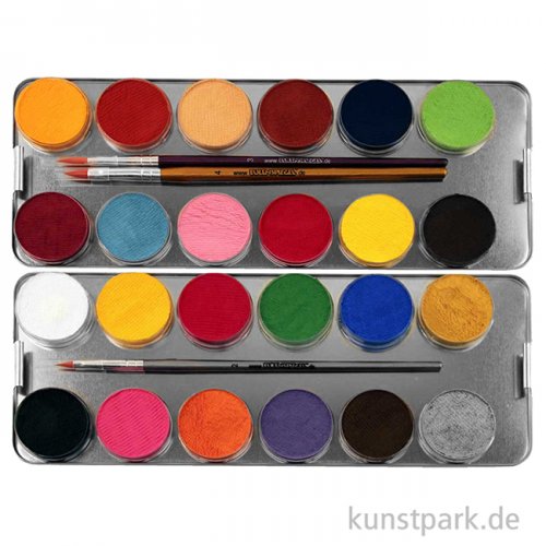 Eulenspiegel 24 Farben Metall-Palette mit 3 Pinsel