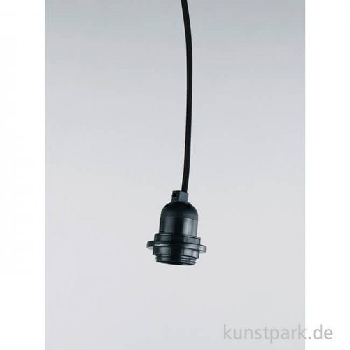 Lampenfassung mit Schalter - E27 Fassung, Schwarz, 180 cm