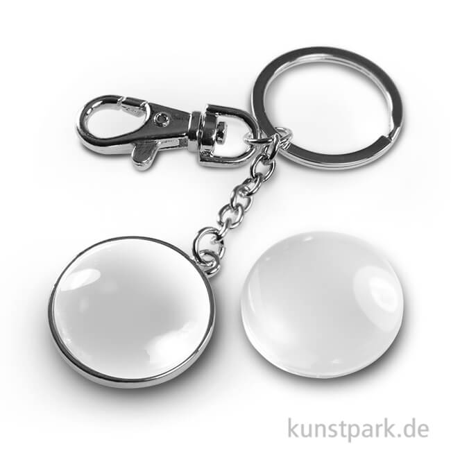Cabochon Schlüsselanhänger doppelseitig - dm 32mm - Silber