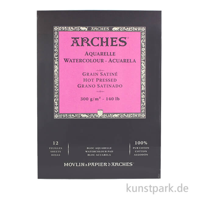 ARCHES Aquarellpapier satiniert, 12 Blatt, 300g