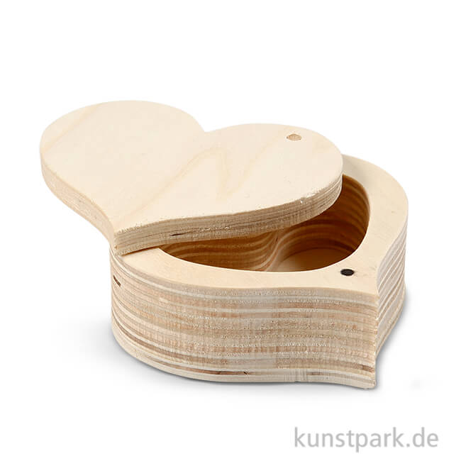 Dose Herzform aus Holz mit Twistdeckel, Dm 9 cm