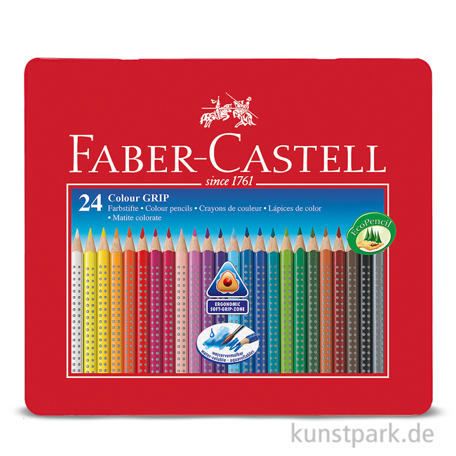 Faber-Castell COLOUR GRIP, 24 Buntstifte im Metalletui