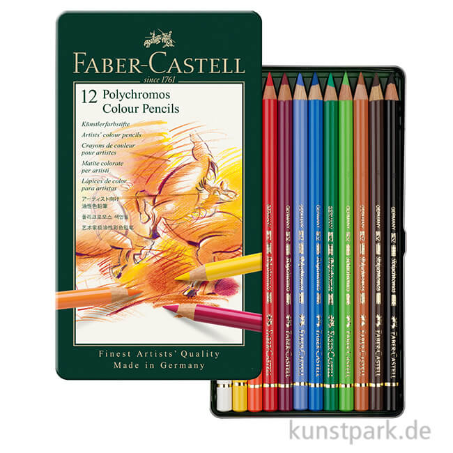 Faber-Castell POLYCHROMOS, 12 Stifte im Metalletui