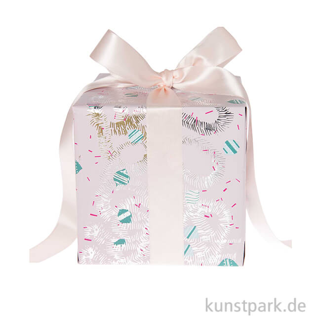 Geschenkpapier - Nostalgic Pastell, Rosa, Baumschmuck, 200 x 70 cm