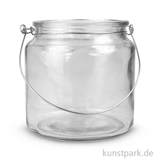 Glasgefäß mit Henkel, Höhe 10 cm