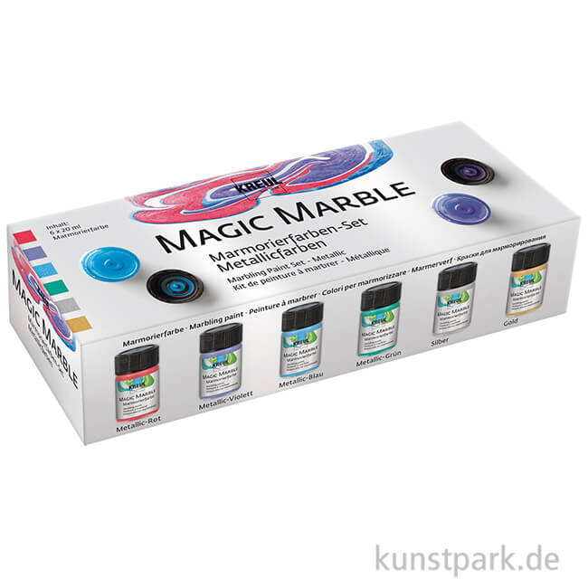 KREUL MAGIC MARBLE Marmorierfarben Set Metallic mit 6x20 ml