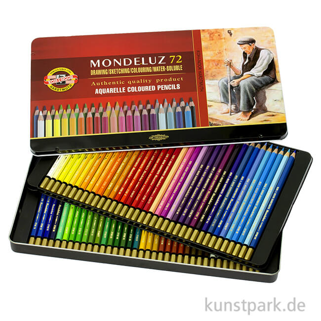 Koh-I-Noor MONDELUZ Aquarellstifte, 72 Stifte im Metalletui
