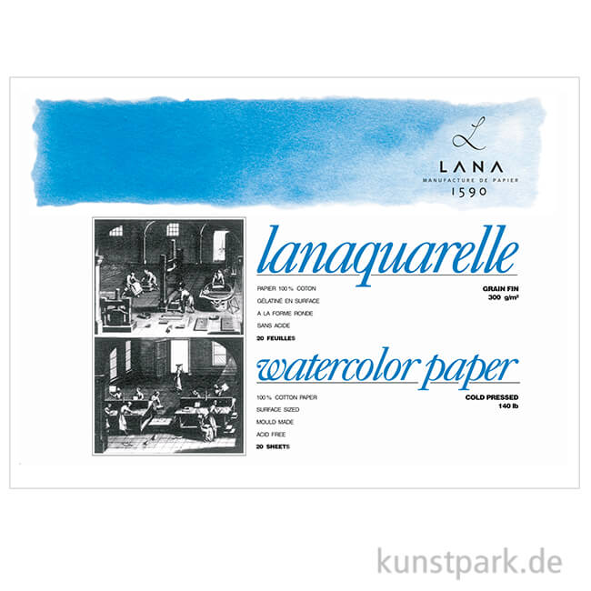 Lanaquarelle Aquarellpapier 20 Blatt, 300g, matt