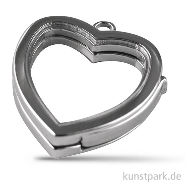 Medaillon Herz mit Öse- Silber, 25 mm, 1 Stück