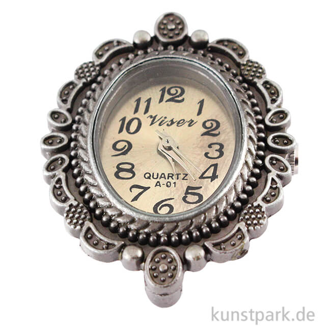 Metall-Uhrwerk Vintage Collection mit Gelenk & Zierrand, 2,5x3,2 cm