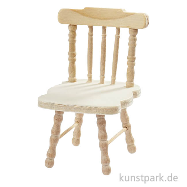 Miniatur Stuhl, Holz, Natur, 4,5 x 5 x 7,5 cm