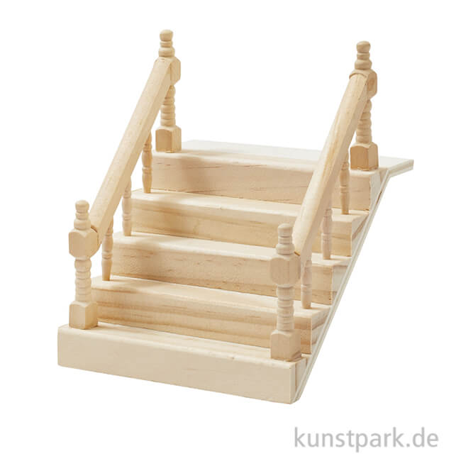 Miniatur Treppe mit Handlauf, Holz, Breite 10,5 cm