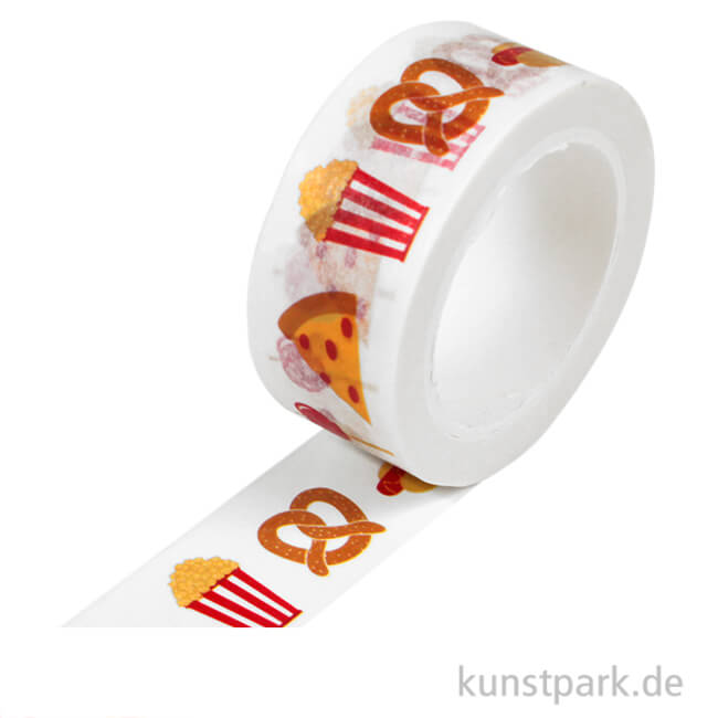 Motiv-Klebeband Washi-Tape - Yummy Snacks, 15 mm, 10 m Rolle