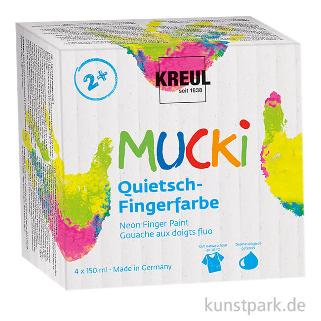 MUCKI Quietsch-Fingerfarben Set, 4 x 150 ml