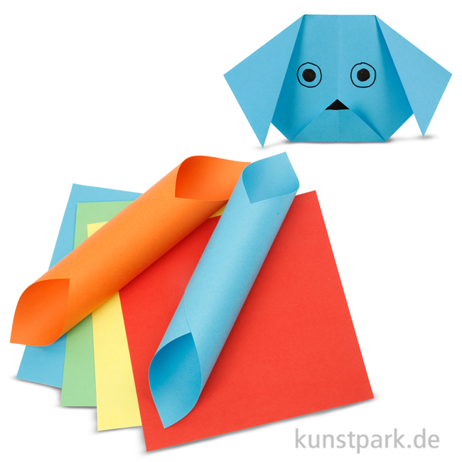 Origami Papier - Basisfarben 80g, 15x15 cm, 5 Farben sortiert