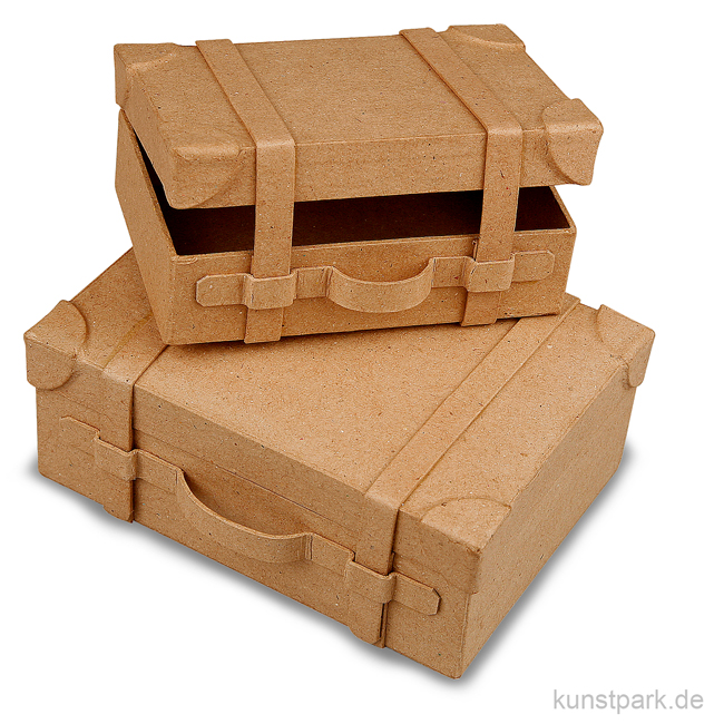 Pappschachtel-Set - Koffer klein, handgearbeitet, 2 Stück sortiert