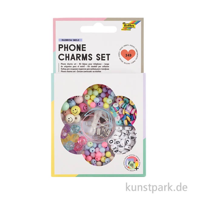 Perlen Set für Handyketten - Phone Charms, Rainbow Smile, 349-teilig