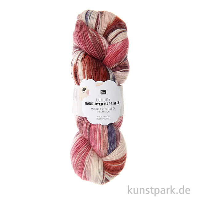 Rico Luxury Hand-Dyed Happiness, 100% Wolle, 100g, 390m, Flieder-Pink