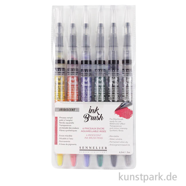 Sennelier Ink Brush Pen Iridescent Colours Set mit 6 Stiften