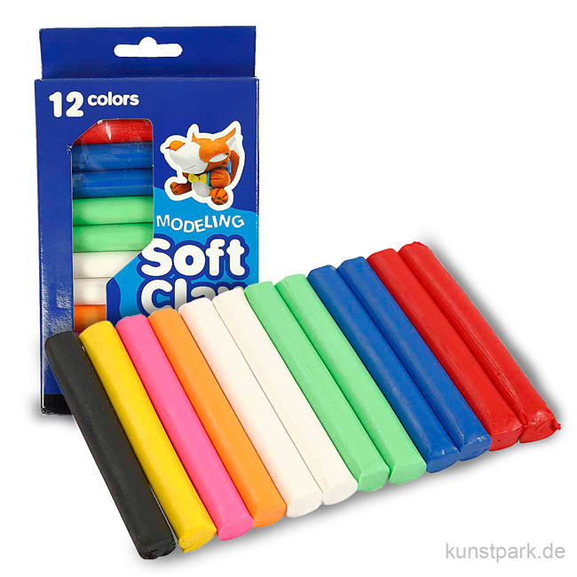 Soft Clay - Knetmasse Grundsortiment mit 8 sortierten Farben, 200 g