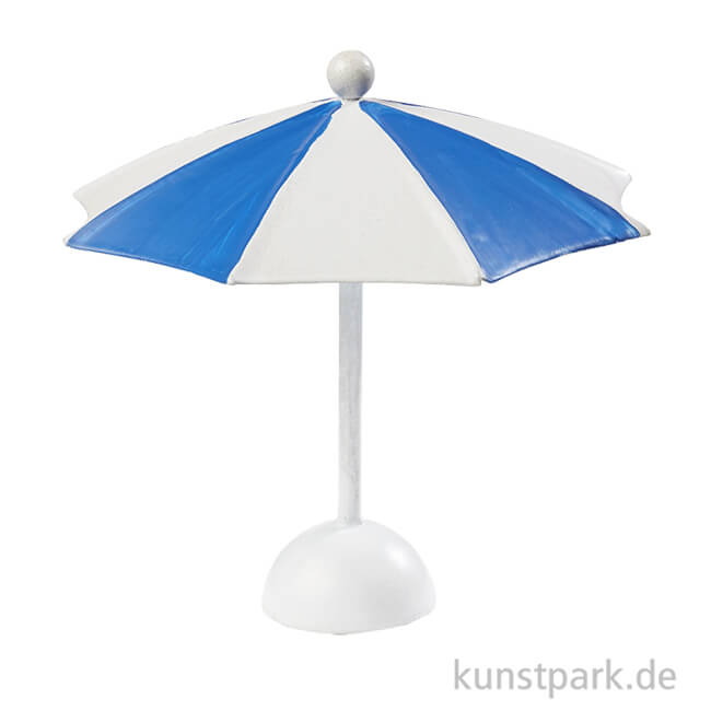 Mini Sonnenschirm aus Kunststoff - Blau-Weiß, 10x10 cm