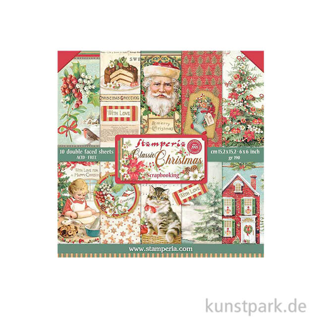 Stamperia Scrapbooking Pad - Classic Christmas, 15,24 x 15,24 cm