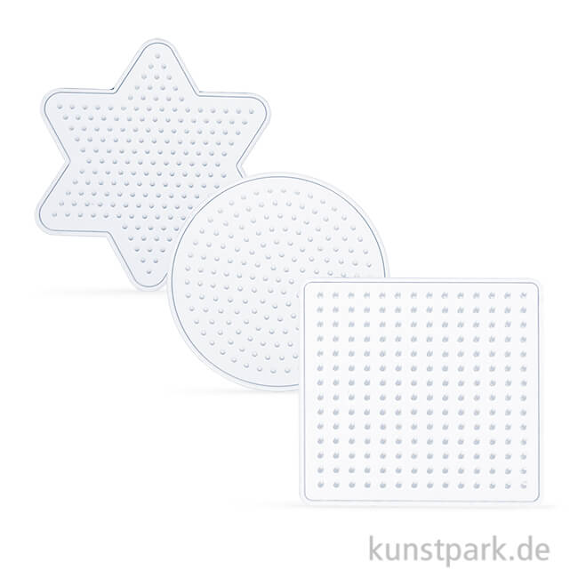 Steckplatten-Set für Bügelperlen - Basic Klein, 3 Stück sortiert