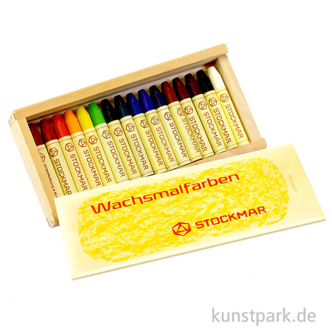 Stockmar Wachsmalstifte, 16 Farben in heller Holzkassette