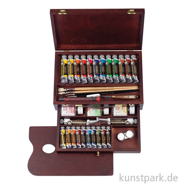 Talens REMBRANDT Ölfarbe Holzkasten Master mit 24 Farben und Zubehör