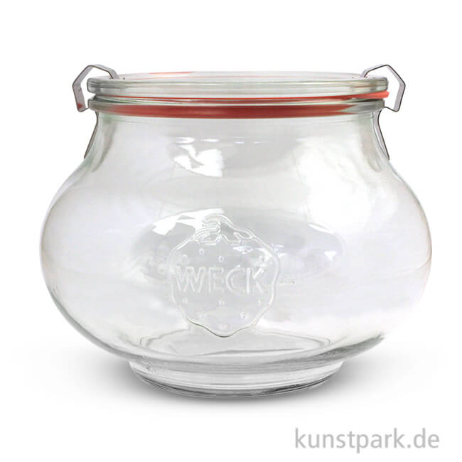 Weckglas bauchig mit Glasdeckel Dichtung und Klammern - 1062 ml