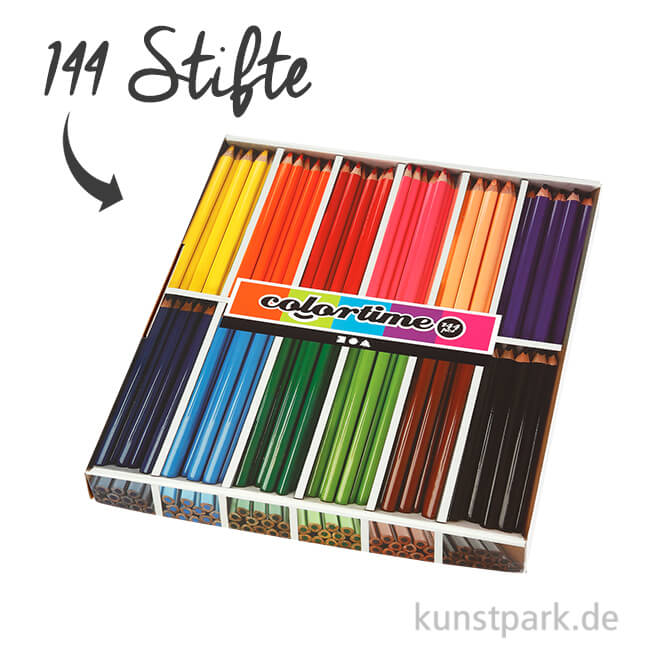 XXL Set - Colortime Buntstifte Basisfarben - 144 Stifte in der Displaybox