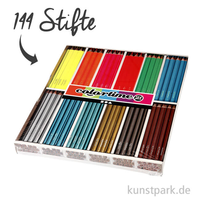 XXL Set - Colortime Buntstifte Neon+Metallic - 144 Stifte in der Displaybox