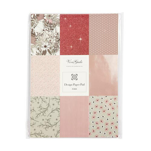 Design-Papier Block - Braun-Beige-Weiß-Rosa, 24 Blatt, 120 g