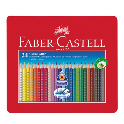 Faber-Castell COLOUR GRIP, 24 Buntstifte im Metalletui