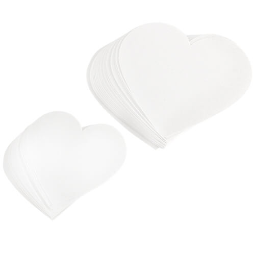 Herzen aus Papier, zwei Größen 6-8 cm, ausgestanzt, 50 Stück weiß