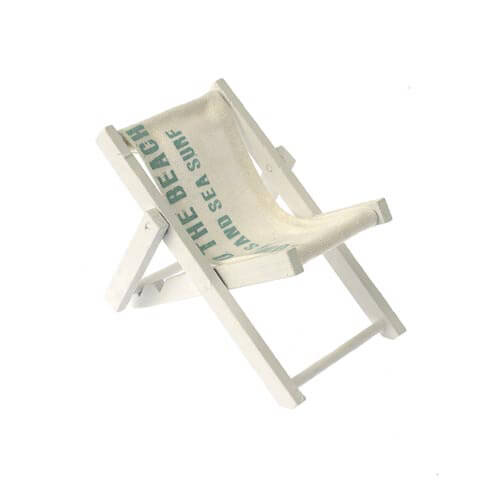 Mini Liegestuhl aus Holz - Weiß, 16x9x1 cm