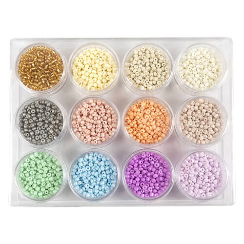 Rocailles Perlen Set - Pastellfarben, 3 mm, 12 x 17g